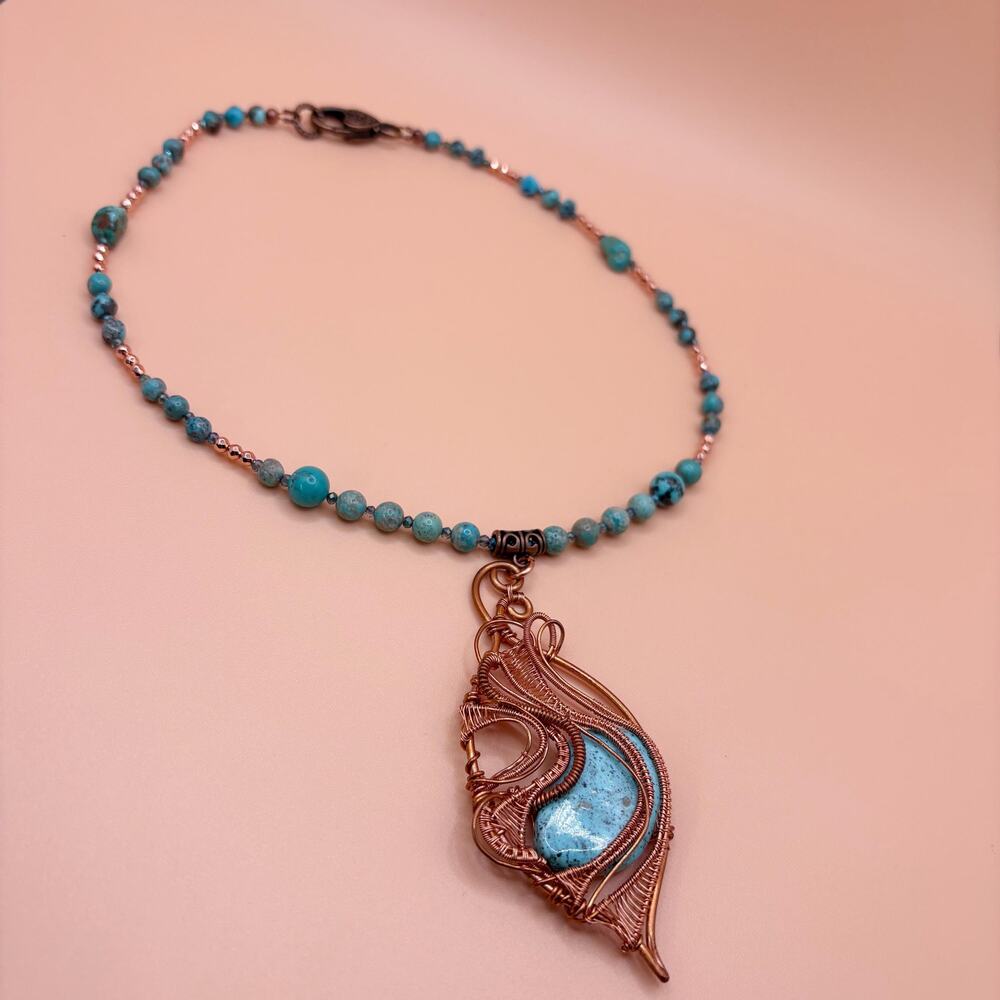 Turquoise Necklace In Copper - Picture 13 of 13